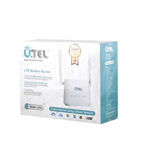 مودم روتر بی سیم 4G LTE یوتل مدل L443 به همراه سیم‌کارت آپتل و 75 گیگابایت اینترنت هدیه - تصویر 2